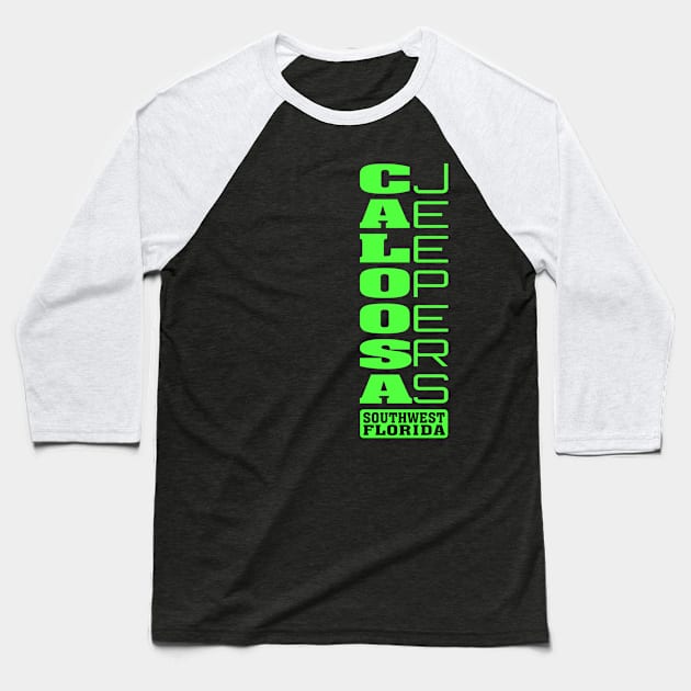 Lime Green Vertical Logo Baseball T-Shirt by Caloosa Jeepers 